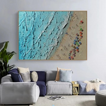 Vagues de bord de mer d’été par texture de minimalisme d’art de mur de couteau de palette Peinture à l'huile